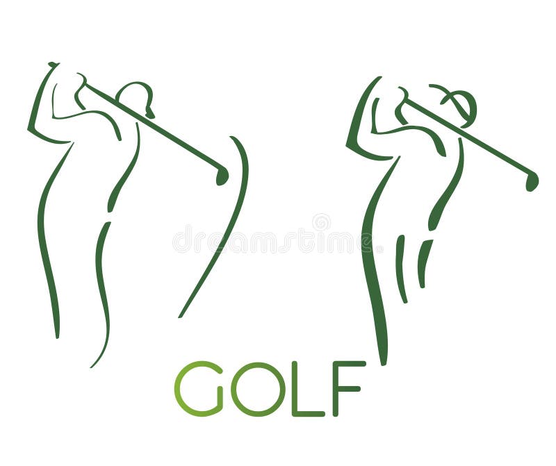 Green golf icons silhouette stock illustration