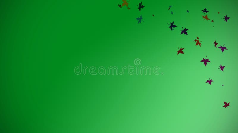 Green gradient background with colored leaves in the right royalty free illustration