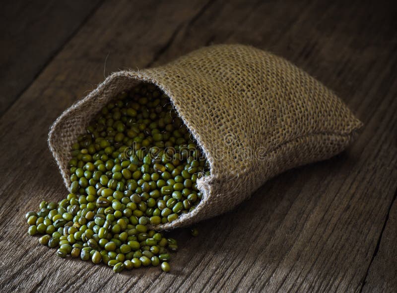 Green Gram or Mung Bean in Sacks on Table Stock Image Image of