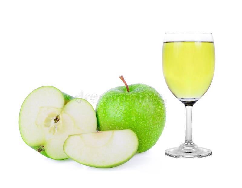 Green Granny Smith Apple and Juice on White Stock Photo Image of