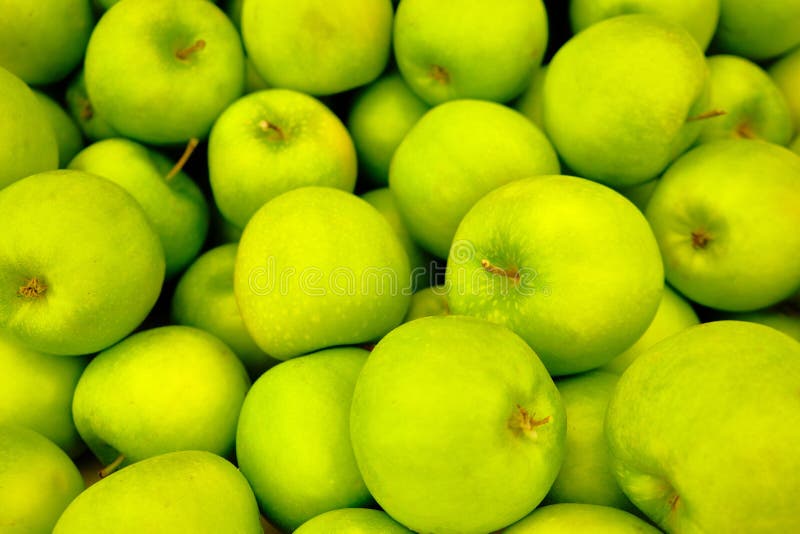 Green Granny Smith Apples on the Market Stock Image Image of