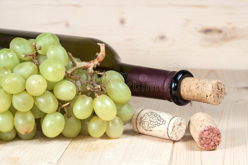 Green Grape and Wine Bottle Stock Image Image of grapevine, drink
