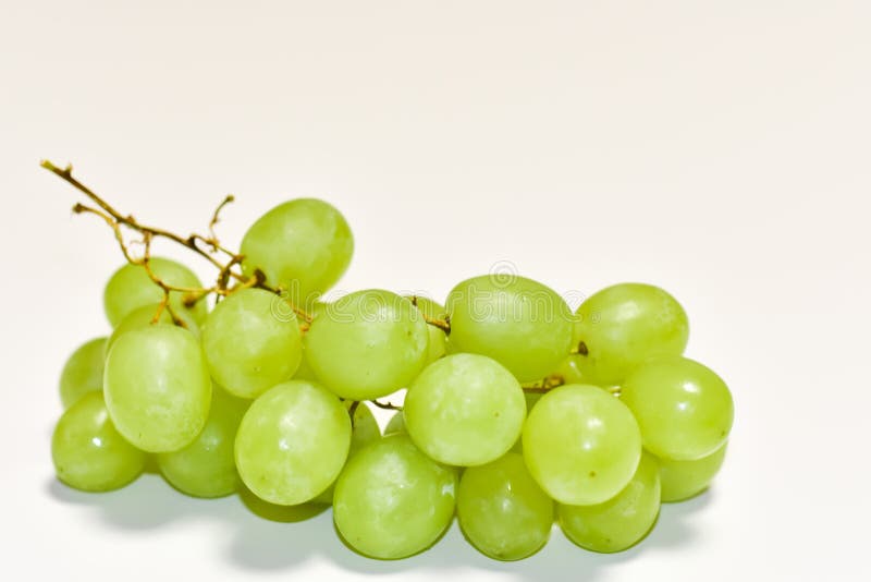 Grapes, Green Grapes on a White Background, Fresh Fruit Stock Image