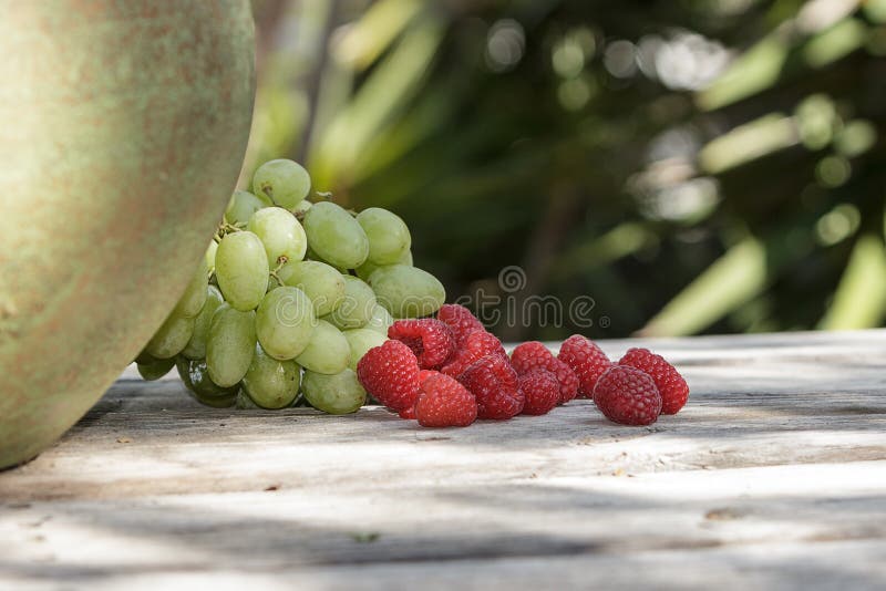 Green Grapes and Raspberries Stock Photo Image of organic, produce