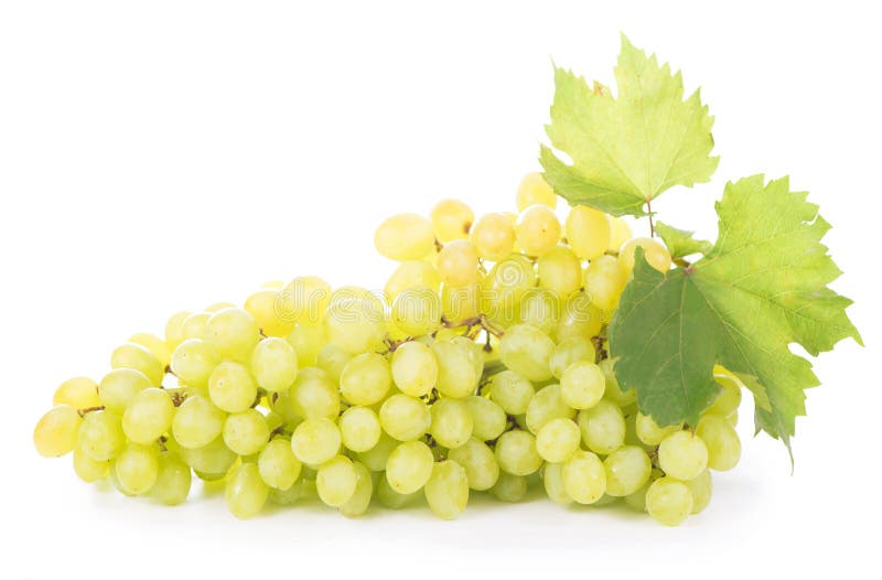 Green grapes on the white