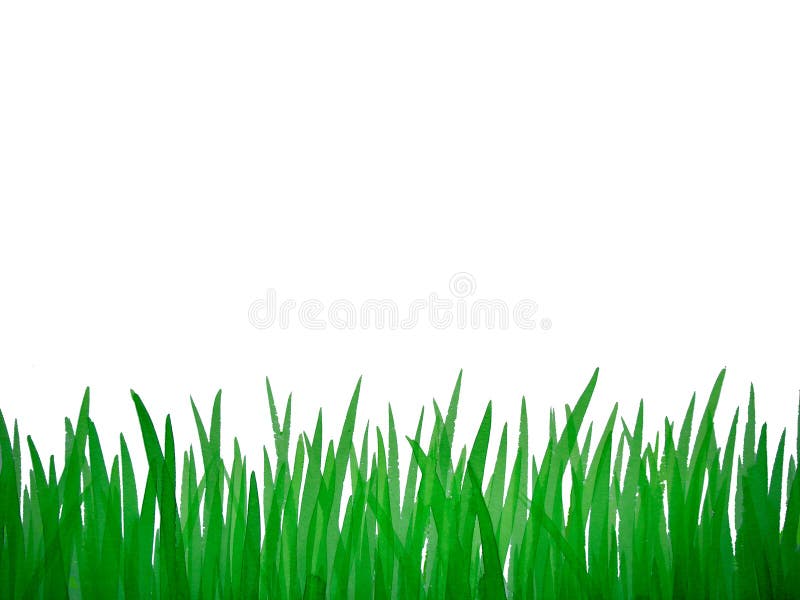 Two Grass Border Pieces Watercolor Hand Drawn Stock Illustration