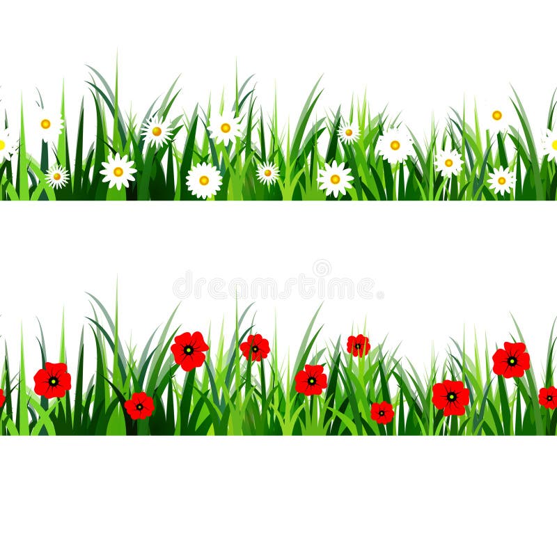 Green Grass seamless set vector illustration
