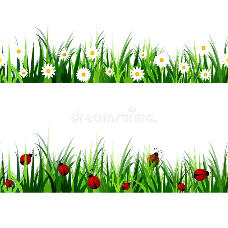 Green Grass seamless set stock illustration