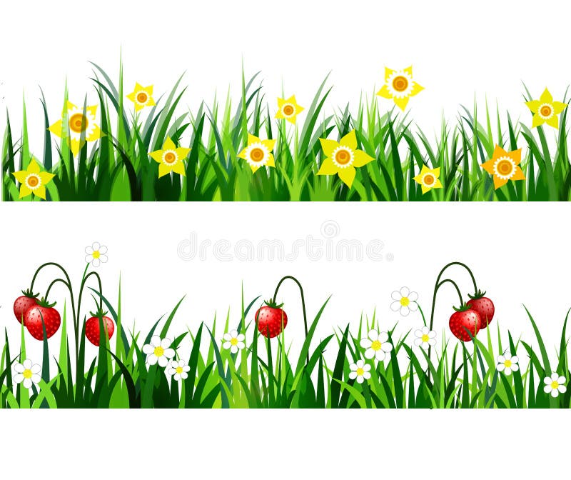 Green Grass seamless set vector illustration