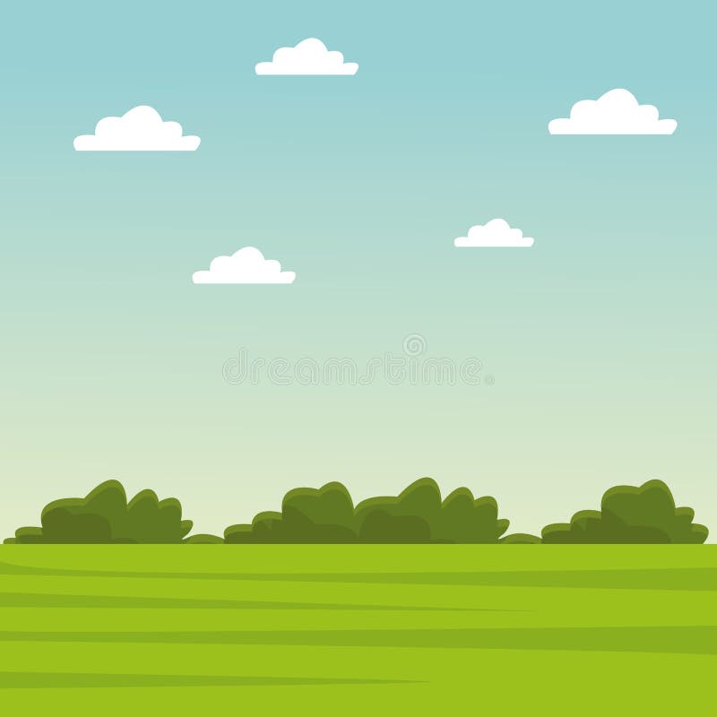 Green Grass and Sky Landscape Stock Vector - Illustration of colorful ...