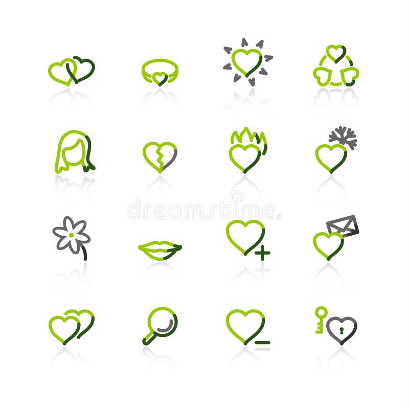 Green-gray love icons