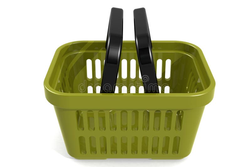 Green Shopping Basket Isolated on White Background Stock Illustration