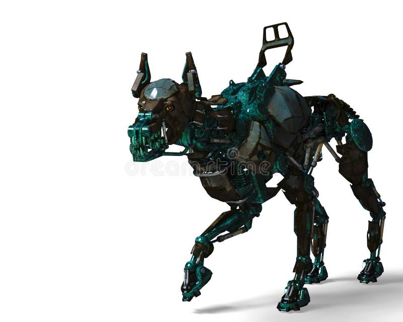 Green Guard Dog Robot is a Security System Stock Illustration