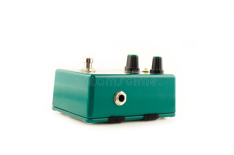 Green guitar effects pedal stock photo. Image of button 13336648