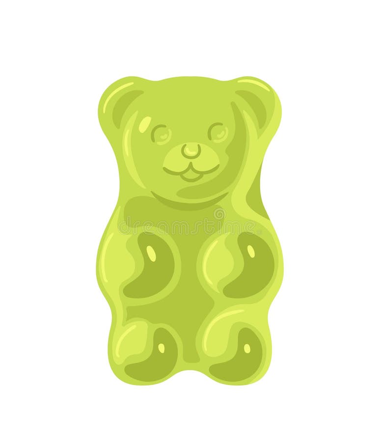 Green gummy bear.Jelly healthy candies. Delicious vitamins. Vector