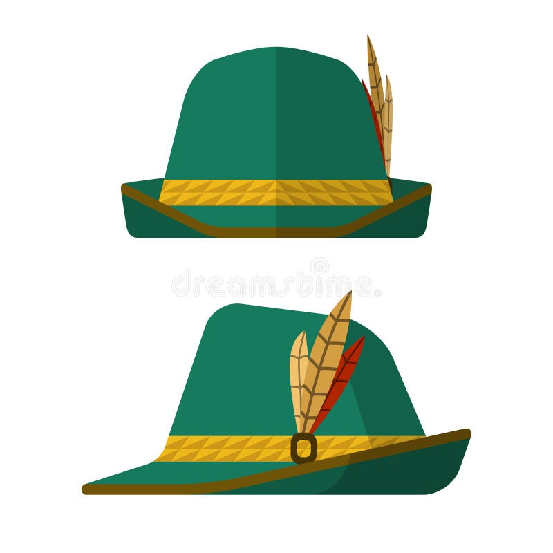 Set of Traditional Green Hats Stock Vector - Illustration of side ...