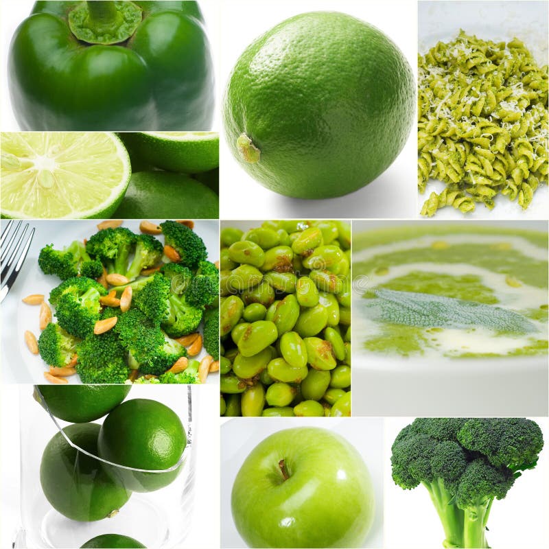 Green healthy food collage collection