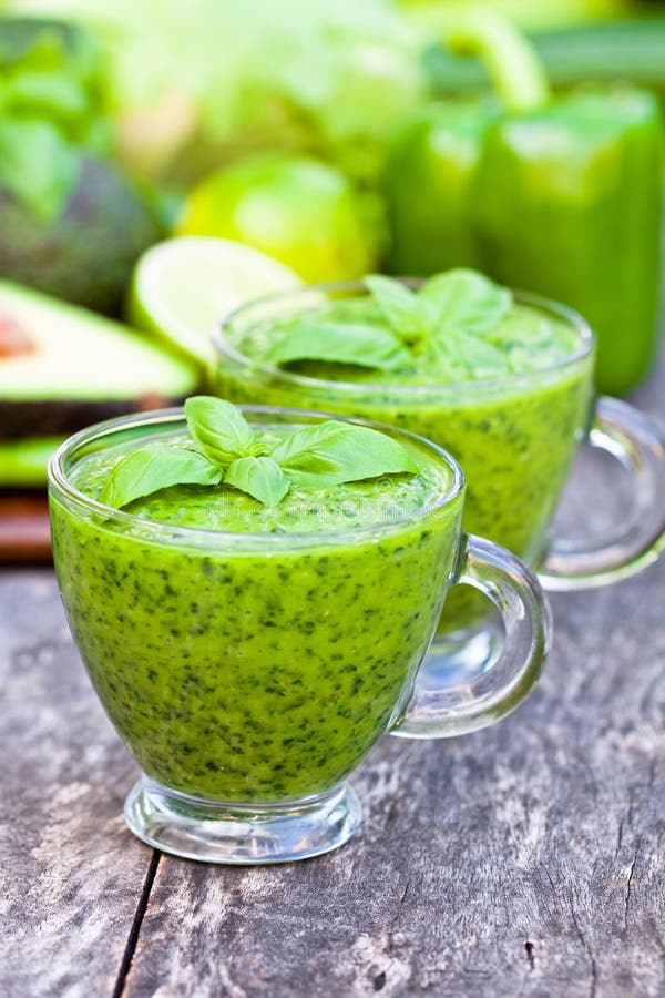 Green Healthy Vitamin Cocktail in the Glass Cup Stock Photo - Image of ...