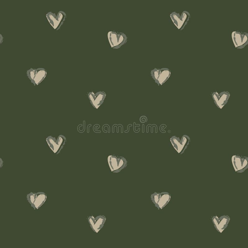 Green Heart Shape Valentineâ€™s Day Seamless Pattern Background Stock