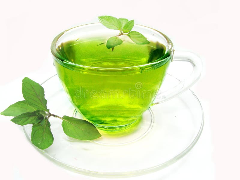 Green herbal tea with mint