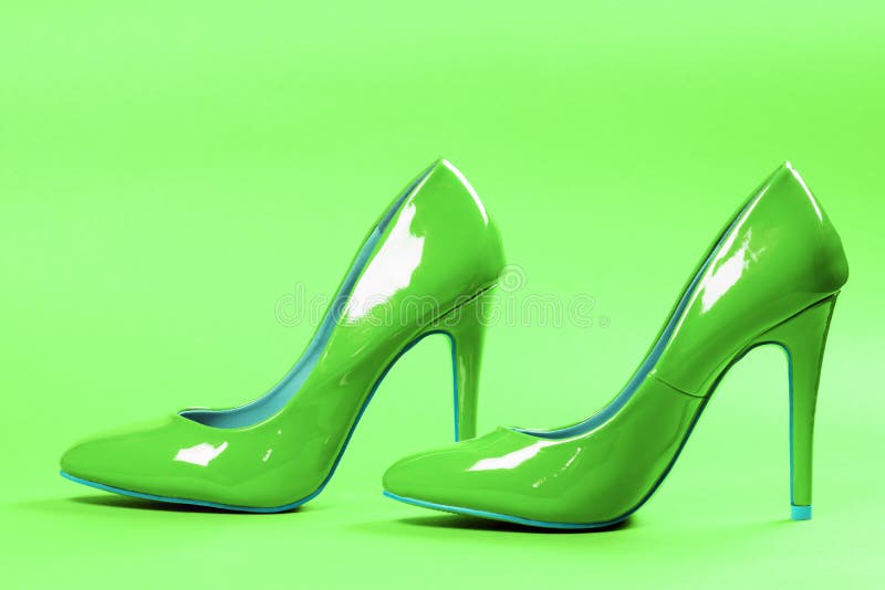 Green high heels shoes stock image. Image of seductive - 143374641