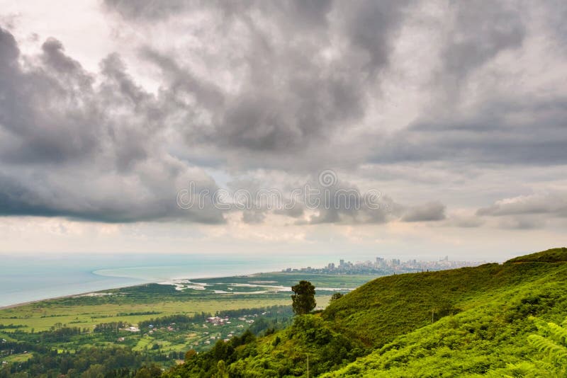 Green hills with City line stock photo. Image of line 120783326