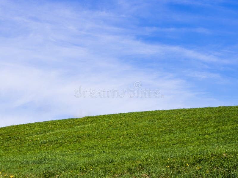Rolling Hill Green Hill, with Dreamy Clouds and Blue Sky in the ...
