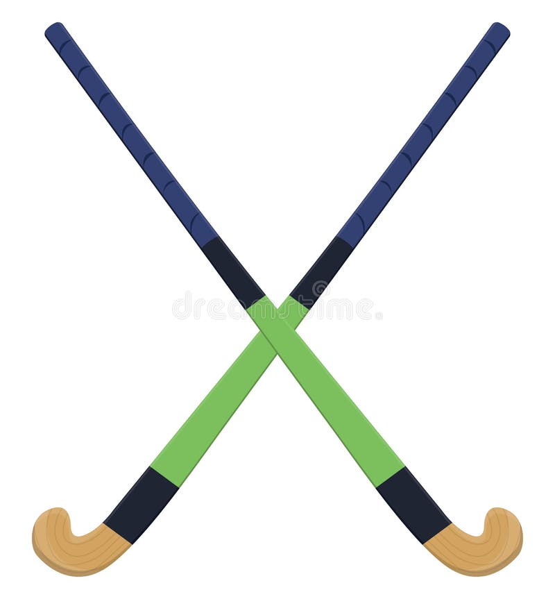 Green hockey stick, icon stock vector. Illustration of play 261386236