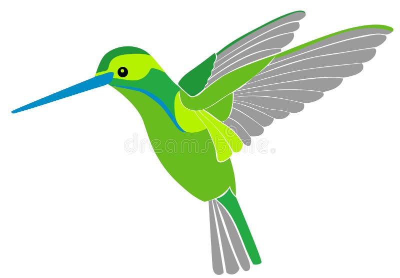 Green hummingbird in flight. royalty free illustration