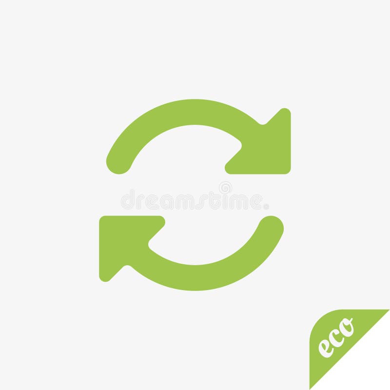 Green icon of ecology. Round arrows of light background vector illustration