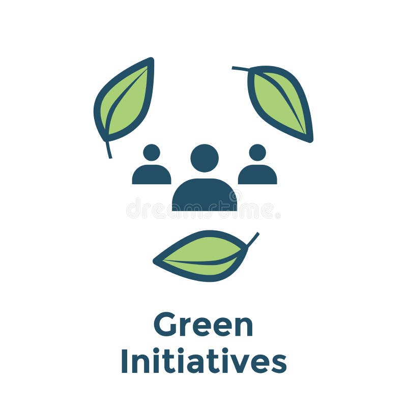 Green Initiatives Energy icon w people working together - achieve clean energy solution