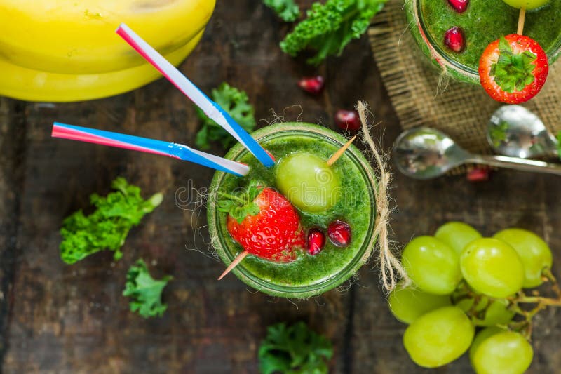 Green Kale and Grapes Smoothie Stock Photo Image of drink, color