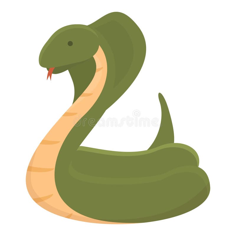 Green king cobra icon cartoon vector. Snake head stock illustration