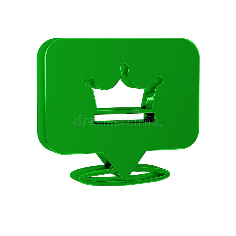 Green King crown icon isolated on transparent background. stock illustration