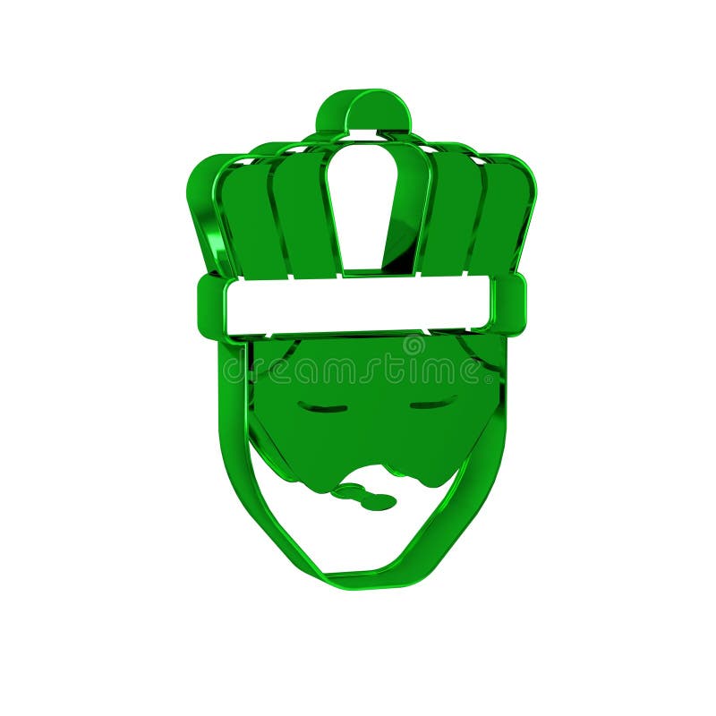 Green King with crown icon isolated on transparent background. royalty free illustration