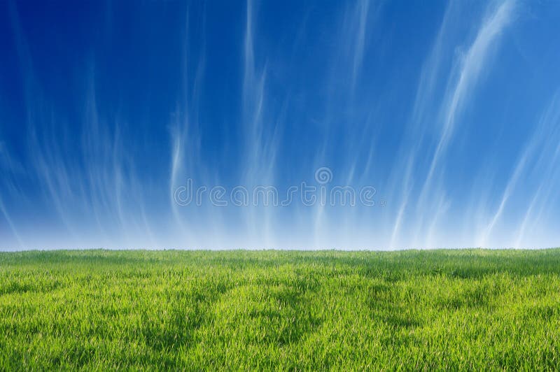 Green Land and Blue Sky Landscape Stock Image - Image of outdoors, storm:  180600063