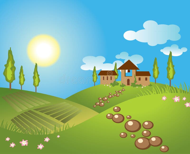 Green Landscape Background. Vector Stock Vector - Illustration of field