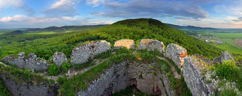 Green landscape with fortification