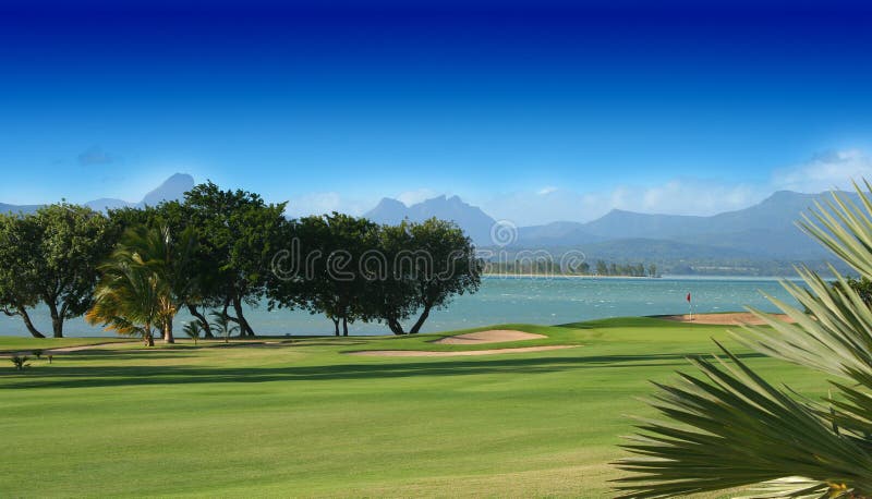 Prato verde paesaggio di Una vista del campo da golf.