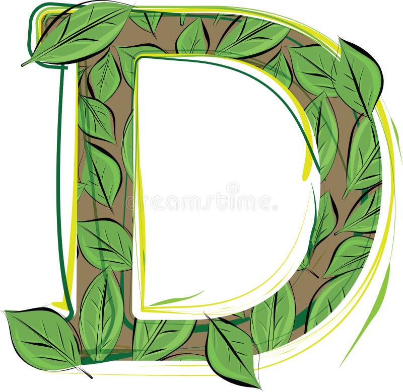 Green Leaf Alphabet Illustration LETTER D Stock Vector - Illustration ...