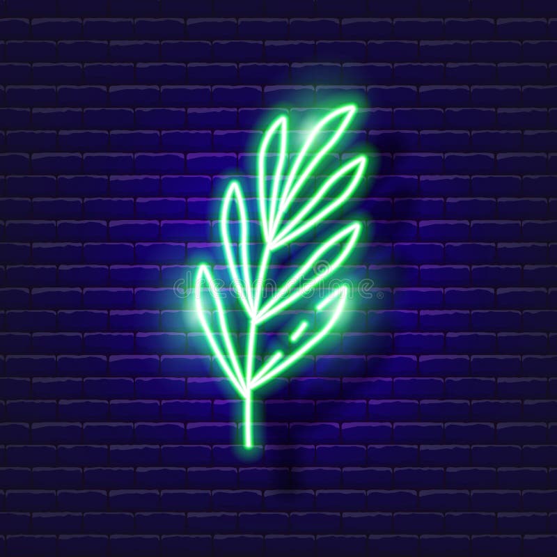 Green Leaf Neon Icon. Neon Nature Sign. Vector Illustration for Design. Stock Vector