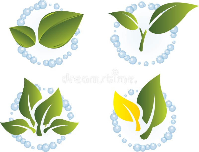 Green leaf vector set.