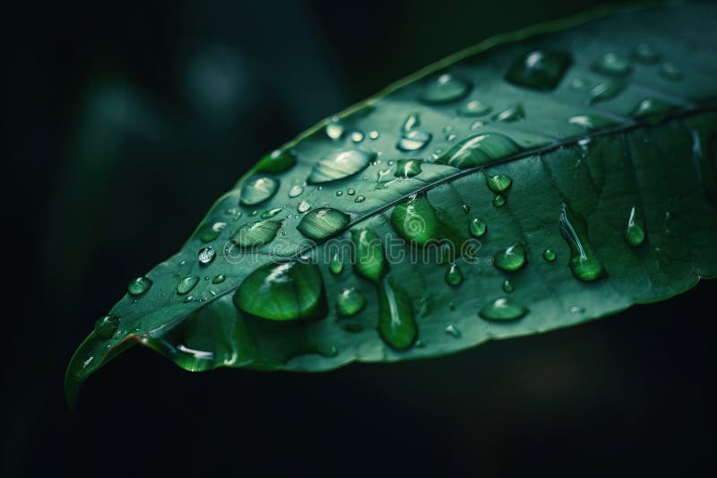 A Green Leaf with Water Drops on it S Leaves Stock Illustration