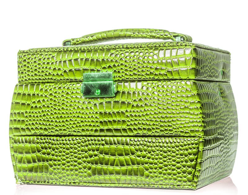 Green leather jewelry box stock image. Image of leather 93877923