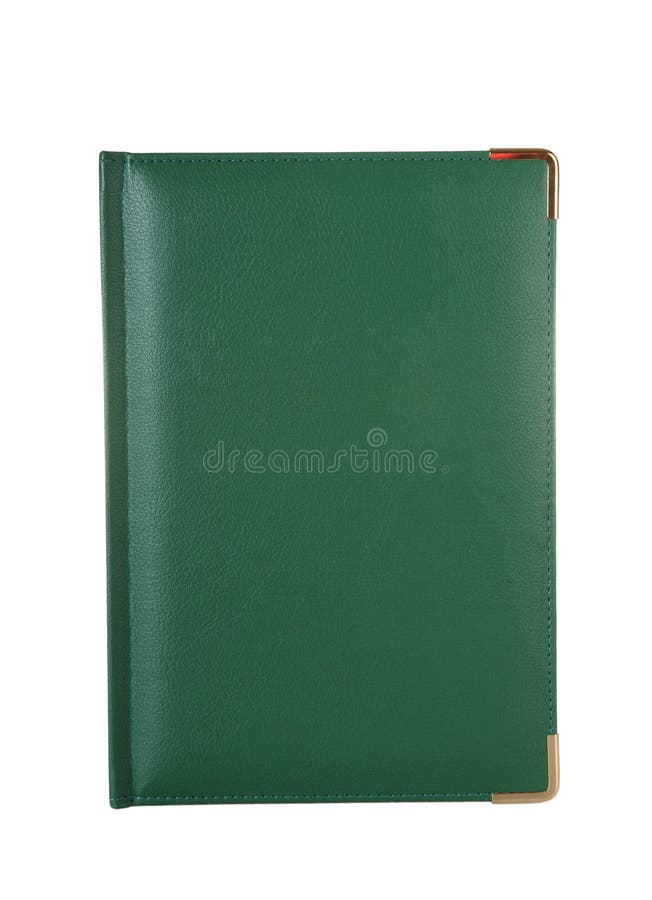 Green leather notebook stock images