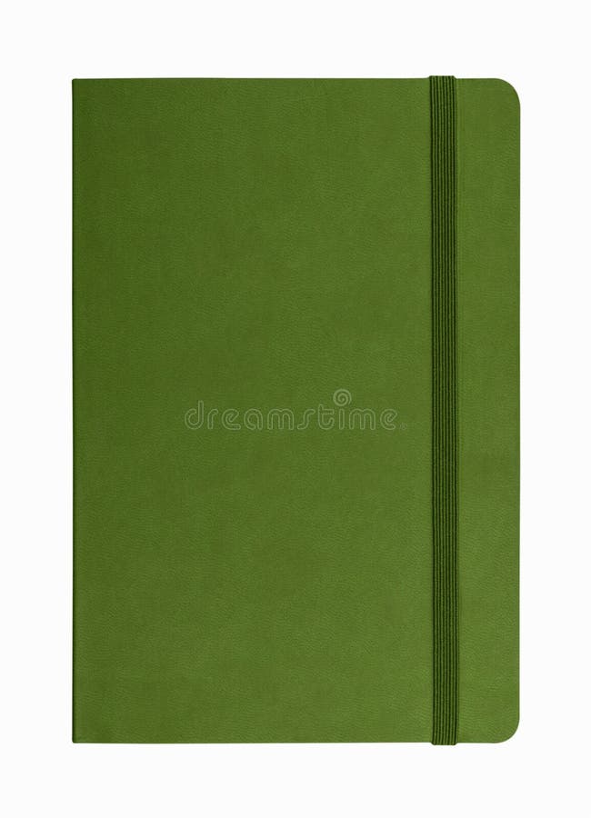 Green leather notebook isolated royalty free stock photography