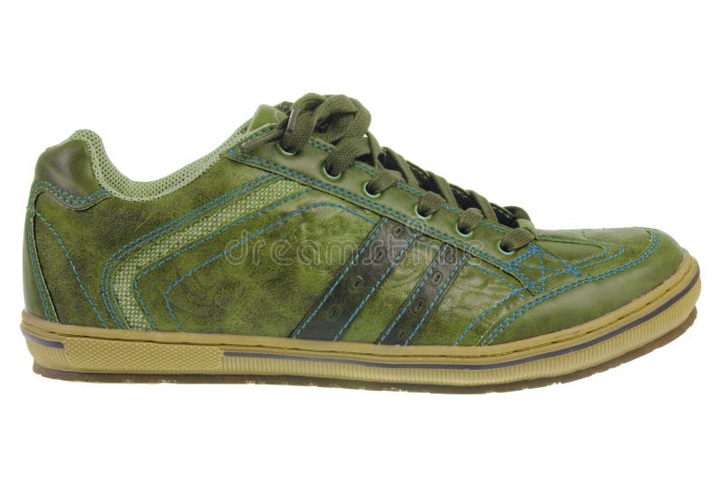 Green leather shoe stock image. Image of athletic, male 13319055