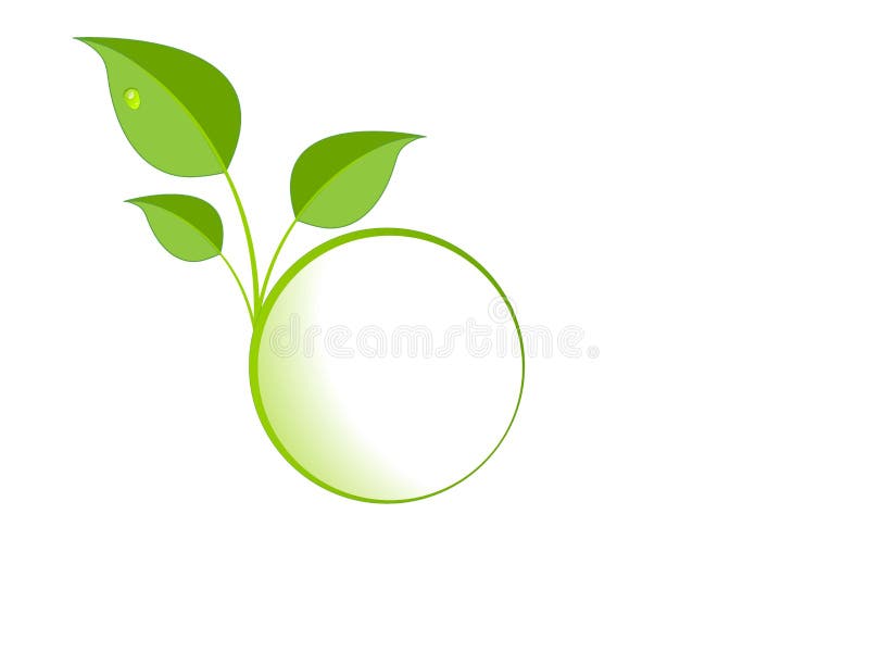 Green leaves logo with circle and drop. Green drop vectors
