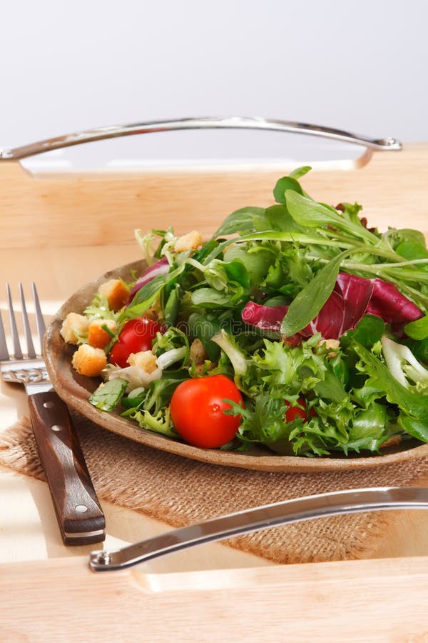 Green Leaves Salad on Serving Tray Stock Photo Image of lunch, plate