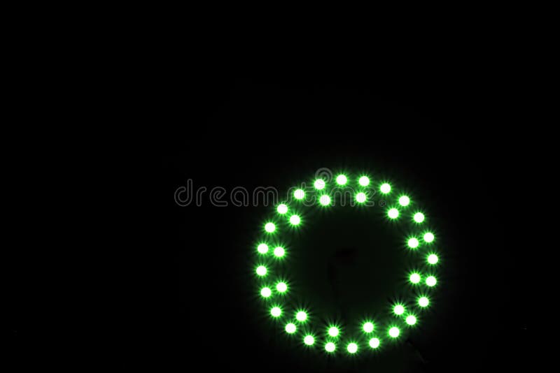 Green led spotlight aranged in circle